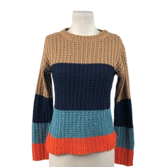 Anthropologie Sweater Womens Medium Sparrow Striped OLAF Chunky Knit  Colorful